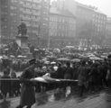 Az esős március 15-e esős ünnepe a Múzeumkertben (1970)