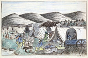 Telepesek sátortábora a Humboldt-folyó mentén Nevadában, 1859.