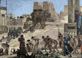 „Áldozatok behajtása Baal tüzes szájába” egy 19. századi metszeten, amely Henri-Paul Motte festménye alapján készült