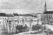 A budai Fő utca az 1876-os árvíz idején