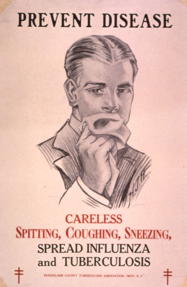 A tbc terjedésére figyelmeztető plakát az 1920-as évekből.