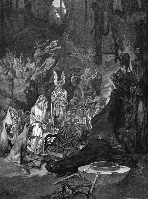 Arminius a teutoburgi erdőben aratott győzelmének ünnepe egy újkori illusztráción