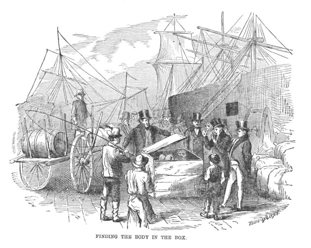 Samuel Adams holttestének megtalálása egy korabeli illusztráción