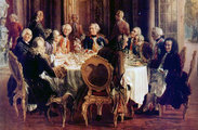 A filozófusok köre a Sanssouci kastélyban – Voltaire is ehhez a körhöz tartozott
