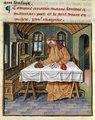 Pénzkölcsönző ábrázolása egy középkori miniatúrán