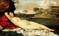 Tiziano fejezte be mestere, Giorgione alvó Vénuszt ábrázoló képét a háttér megfestésével