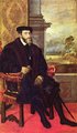 Károly Tiziano által festett arcképén sokkal inkább rezignáltan, fáradtan, melankolikusan jelenik meg