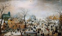 Hendrick Avercamp: Téli táj korcsolyázókkal (1608)
