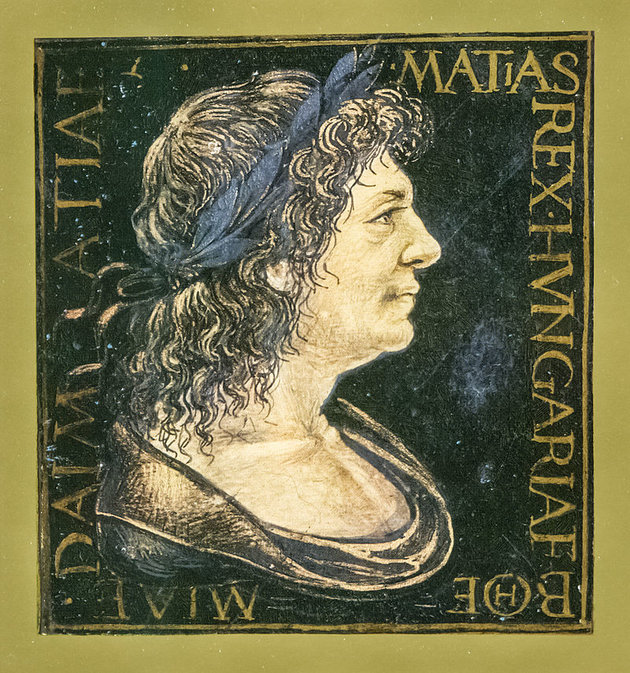 Hunyadi Mátyás arcképe egy Corvina miniatúráján