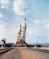 A Little Joe II. egy Apollo űrhajó-makettel startra vár