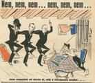 Faragho Gáborról, Teleki Gézáról és Vásáry Istvánról készült karikatúra a Ludas Maity (1945. július 8.) címlapján.