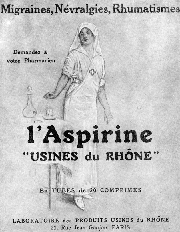 Az aszpirin áldásos hatásait kiemelő 1923-as reklám
