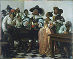 Jól öltözött kalózok nők társaságában Gustave Alaux festményén