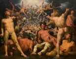 Cornelis van Haarlem: A titánok bukása (1588) Miután legyőzte Kronoszt és a titánokat, Zeusz és fivérei felosztották maguk közt a világot.
