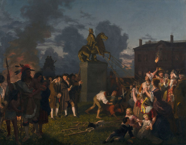 III. György szobrának ledöntése (Johannes Adam Simon Oertel festménye)
