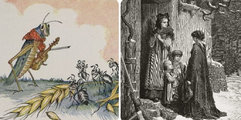 A tücsök és a hangya meséje az emberek világáról is szólt (Milo Winter és Gustave Doré ábrázolásai)
