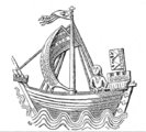 Klinker felépítésű hajó egy középkori ábrázoláson