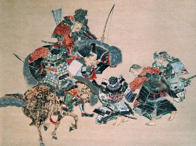 13. századi japán harcosok egy korabeli ábrázoláson