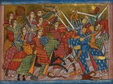 A Pentheszileia vezette amazonok és az Akhilleusz vezette mürmidónok harca egy 13. századi ábrázoláson