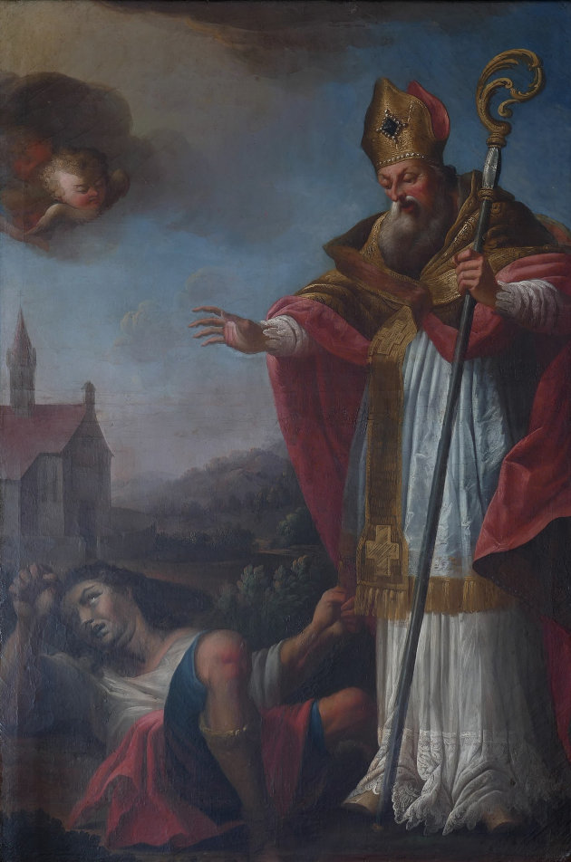 Szent Bálint ábrázolása egy 18. századi festményen